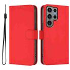 For Samsung Galaxy S23 Ultra 5G Skin Feel Solid Color Leather Phone Case with Lanyard(Red) - 2