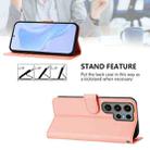 For Samsung Galaxy S23 Ultra 5G Skin Feel Solid Color Leather Phone Case with Lanyard(Pink) - 3