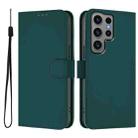 For Samsung Galaxy S23 Ultra 5G Skin Feel Solid Color Leather Phone Case with Lanyard(Dark Green) - 2