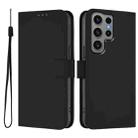 For Samsung Galaxy S23 Ultra 5G Skin Feel Solid Color Leather Phone Case with Lanyard(Black) - 2