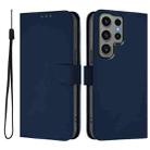 For Samsung Galaxy S23 Ultra 5G Skin Feel Solid Color Leather Phone Case with Lanyard(Navy Blue) - 2