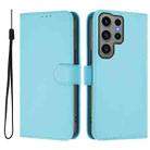 For Samsung Galaxy S23 Ultra 5G Skin Feel Solid Color Leather Phone Case with Lanyard(Sky Blue) - 2