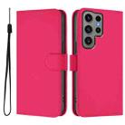For Samsung Galaxy S23 Ultra 5G Skin Feel Solid Color Leather Phone Case with Lanyard(Rose Red) - 2