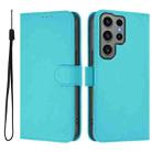 For Samsung Galaxy S23 Ultra 5G Skin Feel Solid Color Leather Phone Case with Lanyard(Lake Blue) - 2