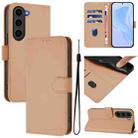 For Samsung Galaxy S23+ 5G Skin Feel Solid Color Leather Phone Case with Lanyard(Nude) - 1