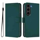 For Samsung Galaxy S23+ 5G Skin Feel Solid Color Leather Phone Case with Lanyard(Dark Green) - 2