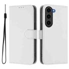 For Samsung Galaxy S23+ 5G Skin Feel Solid Color Leather Phone Case with Lanyard(White) - 2