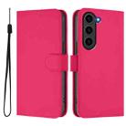 For Samsung Galaxy S23+ 5G Skin Feel Solid Color Leather Phone Case with Lanyard(Rose Red) - 2