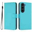 For Samsung Galaxy S23+ 5G Skin Feel Solid Color Leather Phone Case with Lanyard(Lake Blue) - 2
