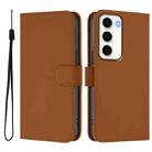 For Samsung Galaxy S23 5G Skin Feel Solid Color Leather Phone Case with Lanyard(Brown) - 2