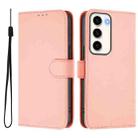 For Samsung Galaxy S23 5G Skin Feel Solid Color Leather Phone Case with Lanyard(Pink) - 2