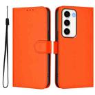 For Samsung Galaxy S23 5G Skin Feel Solid Color Leather Phone Case with Lanyard(Orange) - 2