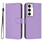 For Samsung Galaxy S23 5G Skin Feel Solid Color Leather Phone Case with Lanyard(Lavender Purple) - 2