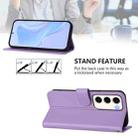 For Samsung Galaxy S23 5G Skin Feel Solid Color Leather Phone Case with Lanyard(Lavender Purple) - 3