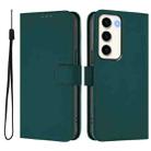 For Samsung Galaxy S23 5G Skin Feel Solid Color Leather Phone Case with Lanyard(Dark Green) - 2