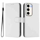 For Samsung Galaxy S23 5G Skin Feel Solid Color Leather Phone Case with Lanyard(White) - 2