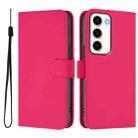 For Samsung Galaxy S23 5G Skin Feel Solid Color Leather Phone Case with Lanyard(Rose Red) - 2