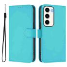 For Samsung Galaxy S23 5G Skin Feel Solid Color Leather Phone Case with Lanyard(Lake Blue) - 2