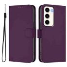 For Samsung Galaxy S23 5G Skin Feel Solid Color Leather Phone Case with Lanyard(Violet) - 2