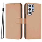 For Samsung Galaxy S22 Ultra 5G Skin Feel Solid Color Leather Phone Case with Lanyard(Nude) - 2