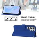 For Samsung Galaxy S22 Ultra 5G Skin Feel Solid Color Leather Phone Case with Lanyard(Dark Blue) - 3