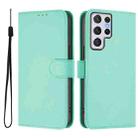 For Samsung Galaxy S22 Ultra 5G Skin Feel Solid Color Leather Phone Case with Lanyard(Mint Green) - 2