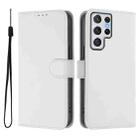 For Samsung Galaxy S22 Ultra 5G Skin Feel Solid Color Leather Phone Case with Lanyard(White) - 2