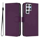 For Samsung Galaxy S22 Ultra 5G Skin Feel Solid Color Leather Phone Case with Lanyard(Violet) - 2