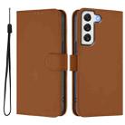 For Samsung Galaxy S22+ 5G Skin Feel Solid Color Leather Phone Case with Lanyard(Brown) - 2