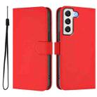 For Samsung Galaxy S22+ 5G Skin Feel Solid Color Leather Phone Case with Lanyard(Red) - 2