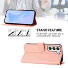 For Samsung Galaxy S22+ 5G Skin Feel Solid Color Leather Phone Case with Lanyard(Pink) - 3