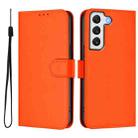 For Samsung Galaxy S22+ 5G Skin Feel Solid Color Leather Phone Case with Lanyard(Orange) - 2