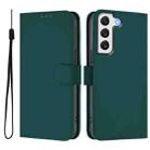 For Samsung Galaxy S22+ 5G Skin Feel Solid Color Leather Phone Case with Lanyard(Dark Green) - 2