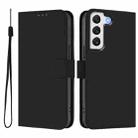 For Samsung Galaxy S22+ 5G Skin Feel Solid Color Leather Phone Case with Lanyard(Black) - 2