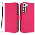 For Samsung Galaxy S22+ 5G Skin Feel Solid Color Leather Phone Case with Lanyard(Rose Red) - 2