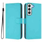 For Samsung Galaxy S22+ 5G Skin Feel Solid Color Leather Phone Case with Lanyard(Lake Blue) - 2