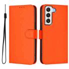 For Samsung Galaxy S22 5G Skin Feel Solid Color Leather Phone Case with Lanyard(Orange) - 2