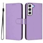 For Samsung Galaxy S22 5G Skin Feel Solid Color Leather Phone Case with Lanyard(Lavender Purple) - 2