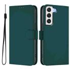 For Samsung Galaxy S22 5G Skin Feel Solid Color Leather Phone Case with Lanyard(Dark Green) - 2