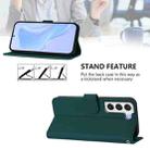 For Samsung Galaxy S22 5G Skin Feel Solid Color Leather Phone Case with Lanyard(Dark Green) - 3