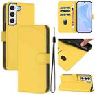 For Samsung Galaxy S22 5G Skin Feel Solid Color Leather Phone Case with Lanyard(Lemon Yellow) - 1