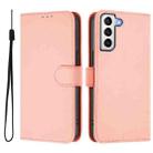 For Samsung Galaxy S21 5G Skin Feel Solid Color Leather Phone Case with Lanyard(Pink) - 2