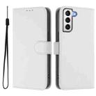 For Samsung Galaxy S21 5G Skin Feel Solid Color Leather Phone Case with Lanyard(White) - 2