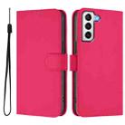 For Samsung Galaxy S21 5G Skin Feel Solid Color Leather Phone Case with Lanyard(Rose Red) - 2