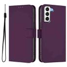 For Samsung Galaxy S21 5G Skin Feel Solid Color Leather Phone Case with Lanyard(Violet) - 2