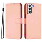 For Samsung Galaxy S21+ 5G Skin Feel Solid Color Leather Phone Case with Lanyard(Pink) - 2