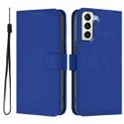 For Samsung Galaxy S21+ 5G Skin Feel Solid Color Leather Phone Case with Lanyard(Dark Blue) - 2
