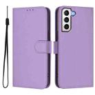 For Samsung Galaxy S21+ 5G Skin Feel Solid Color Leather Phone Case with Lanyard(Lavender Purple) - 2