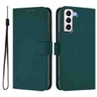 For Samsung Galaxy S21+ 5G Skin Feel Solid Color Leather Phone Case with Lanyard(Dark Green) - 2