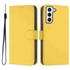 For Samsung Galaxy S21+ 5G Skin Feel Solid Color Leather Phone Case with Lanyard(Lemon Yellow) - 2